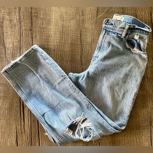 Abercrombie & Fitch 90s Straight Ultra High Rise Destroyed Wash Curve Love Jeans